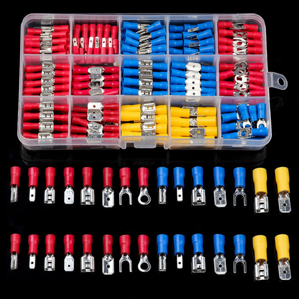 280Pcs Assorted Spade Terminals Insulated Cable Connector Electrical Wire Crimp Butt Ring Fork Set Ring Lugs Rolled Kit