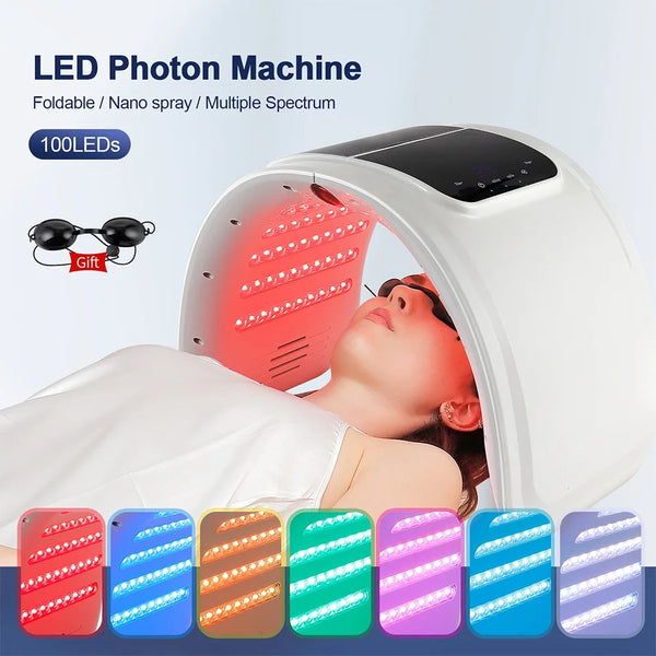 LED Face Mask PDT Machine 7 Colors Light Photon Skin Rejuvenation Facial Body Beauty Spa Nano Spray Face Body Mist