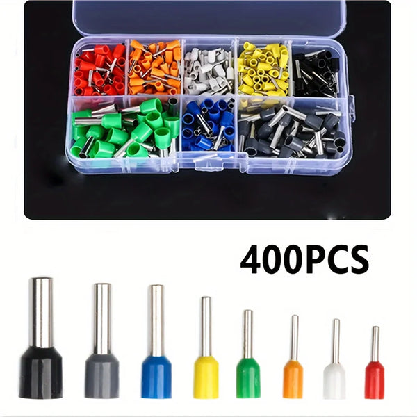 400pcs/box Ve Tubular Crimp Terminals - Insulated Wire Connectors for Secure Electrical Connections