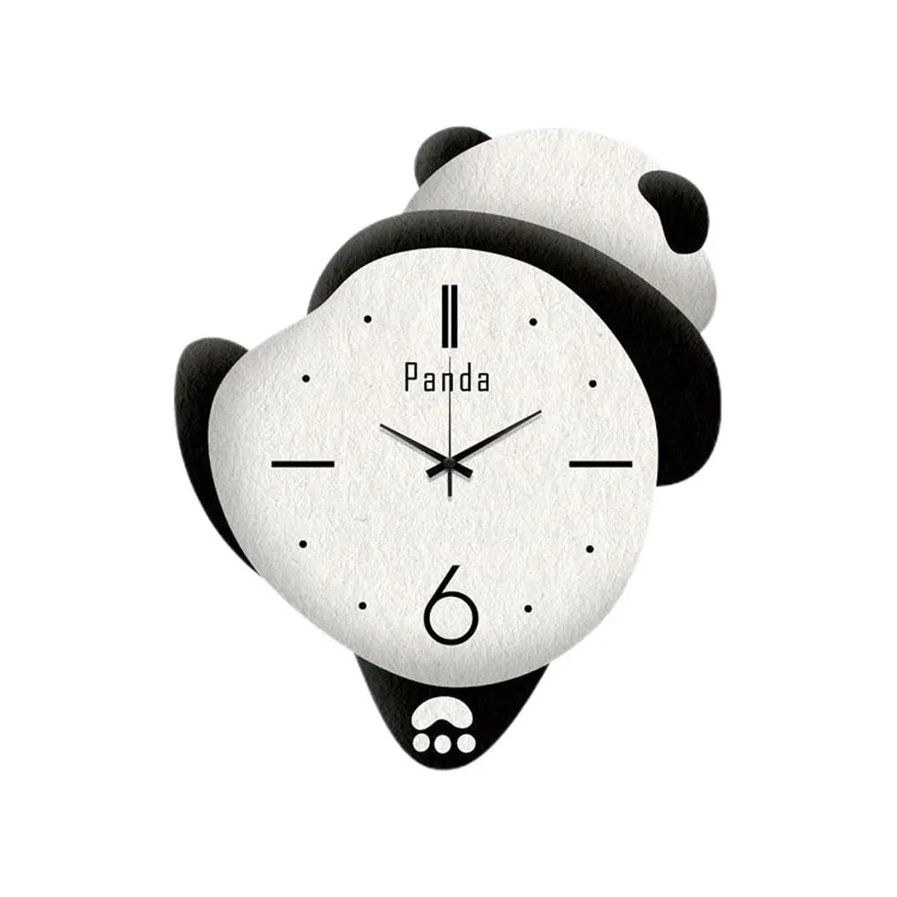 Cute Panda Wall Clock Panda Silent Clock Family Bedroom Cartoon Clock ...