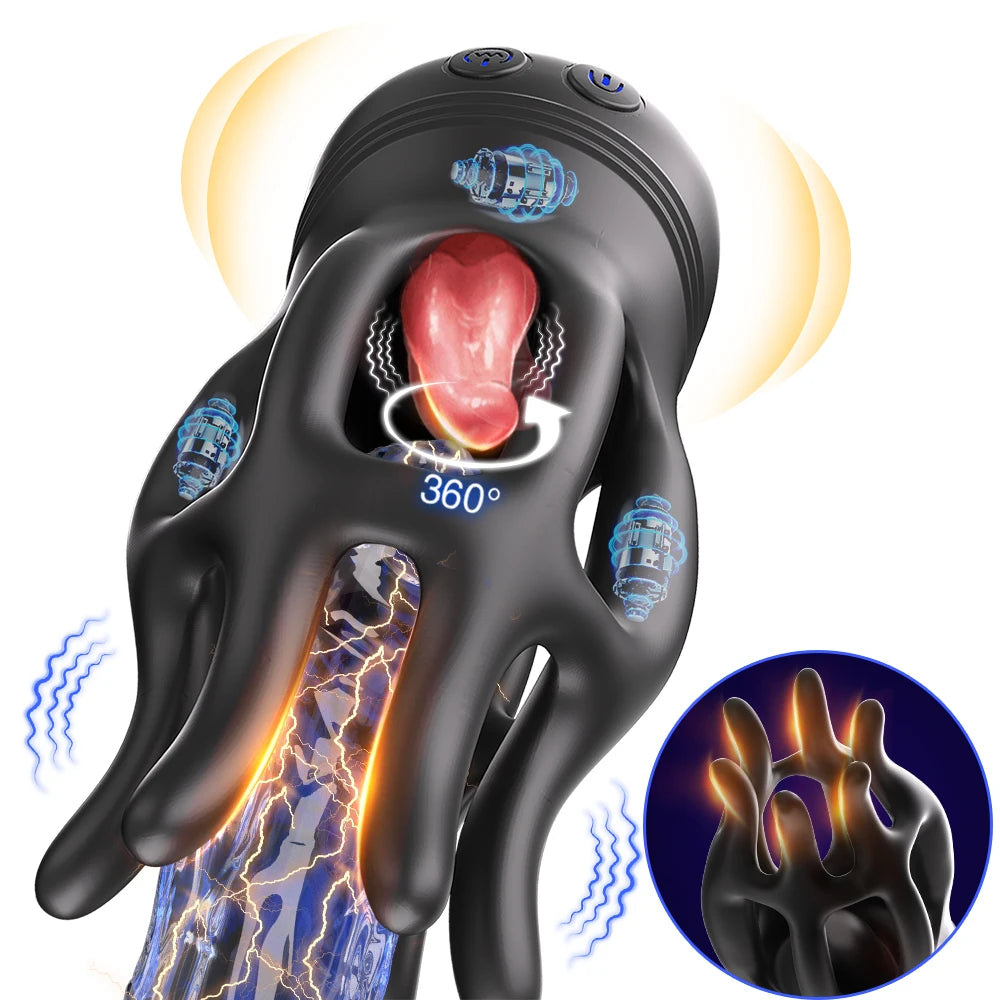 New Men Delay Training Tongue-Licking Masturbator 3-Motor Ultra-Powerful Vibrator