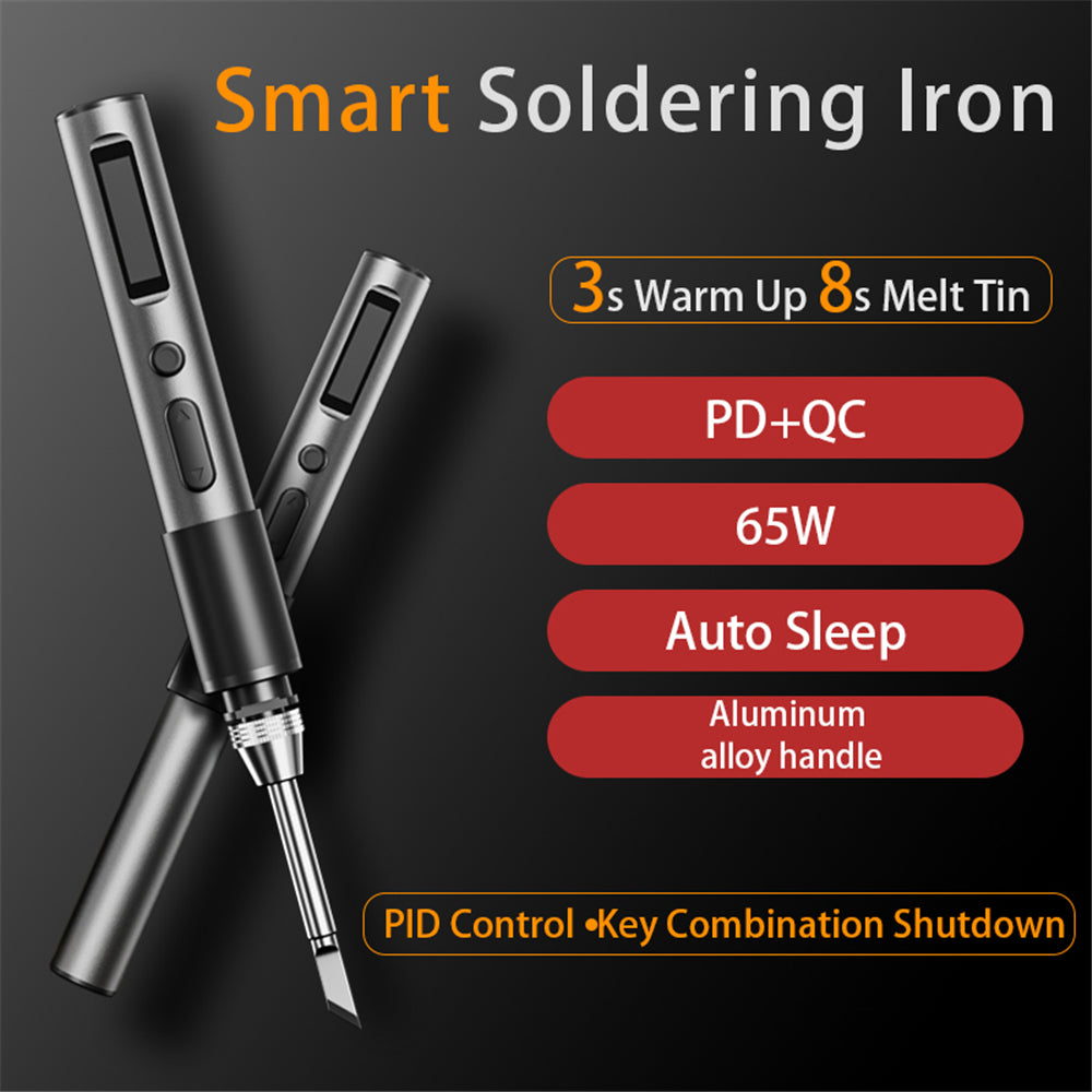 Smart PD 65W Electric Soldering Iron Adjustable Constant Temperature Metal Shell Compatible with T65/SH72/GD300/HS-01