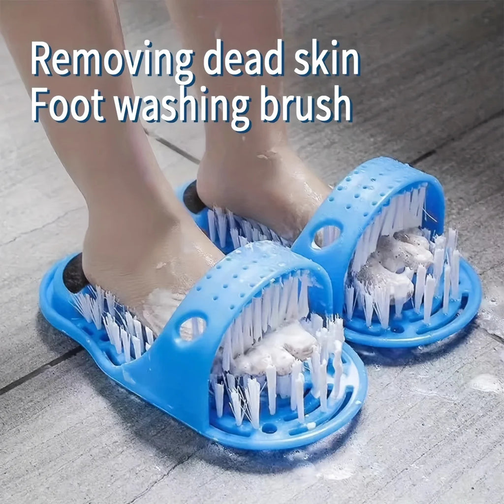 2-in-1 Exfoliating & Massaging Shower Foot Cleaner Lazy Foot Scrubber Slipper