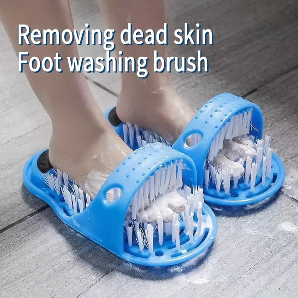 2-in-1 Exfoliating & Massaging Shower Foot Cleaner Lazy Foot Scrubber Slipper