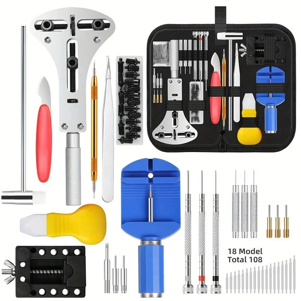 147Pcs Set Watch Repair Tool Kit for Disassembly Installation Maintenance Adjusting Straps Replacing Batteries