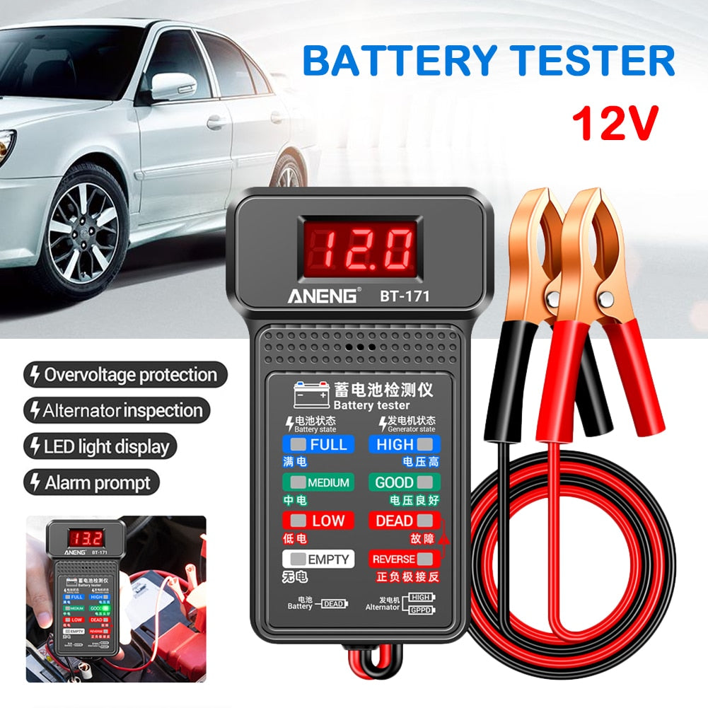 Universal 12V Battery Tester LCD Digital Auto Battery Analyzer Charging Cranking System Tester Car Battery Checker Diagnostic Tools