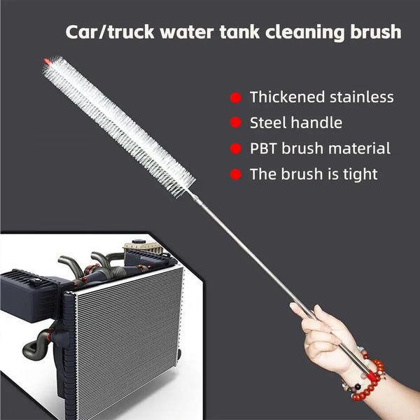 Long-Handled Deep-Cleaning Brush Specifically Designed for Car Radiators/Washing Machines/Cooling Systems Thickened Stainless Steel Handle with Detachable Brush Head