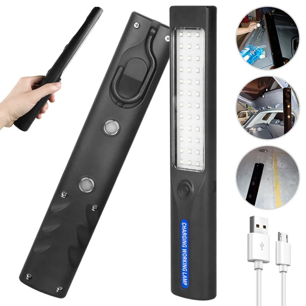 LED Flashlight Work Light USB Rechargeable Magnetic Emergency Work Lamp Hanging Car Inspection Repair Handheld Camping Lantern
