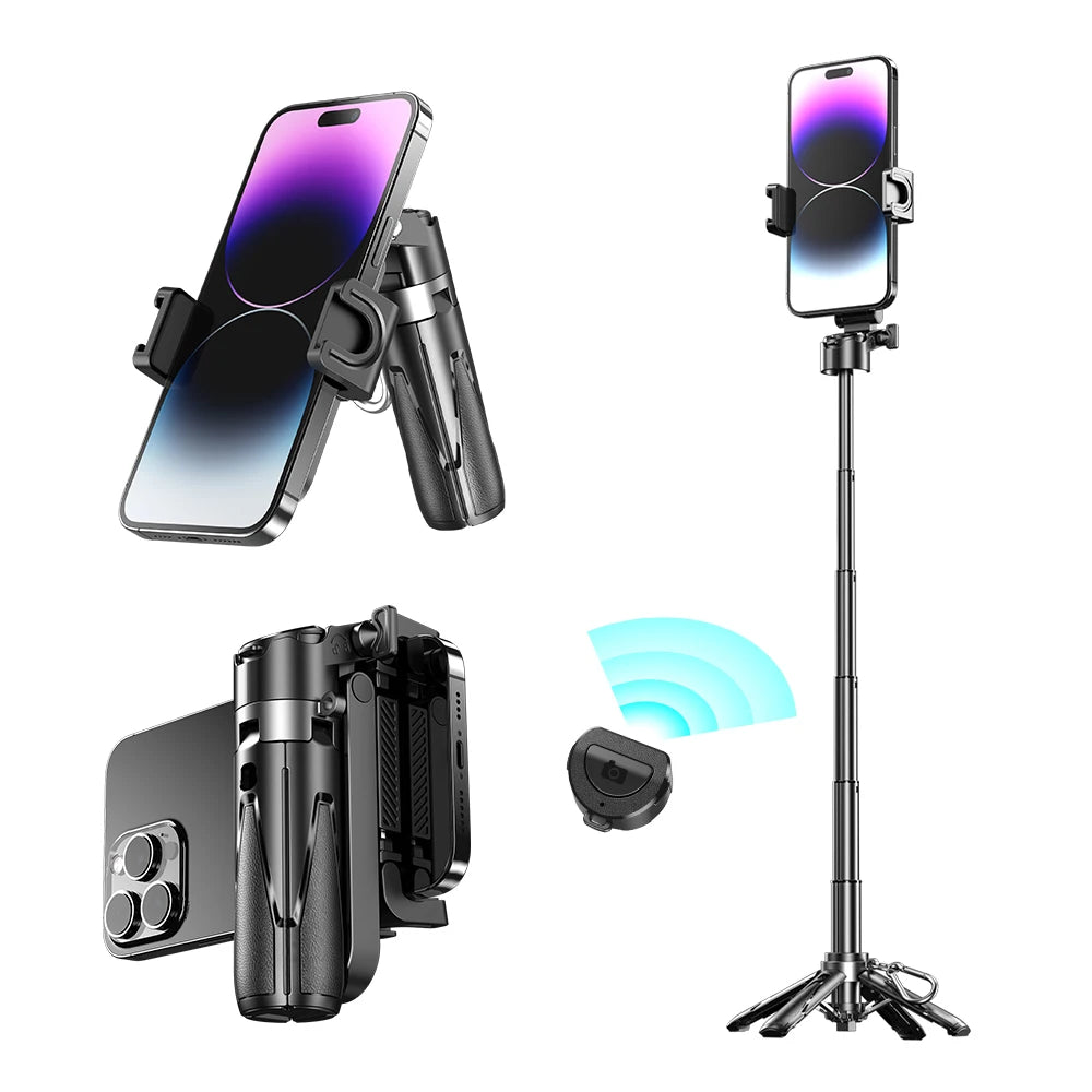 Ultra-mini Selfie Stick Tripod 3 in 1 Phone Stand with Detachable Remote Universal Floor Quadrupod Cell Phone Photo Artifact 360 Degrees Rotation
