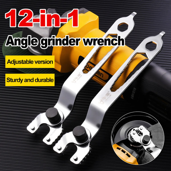 Universal Thickened 12-in-1 Angle Grinder Wrench Adjustable 15-52mm Multi-Function Wrench