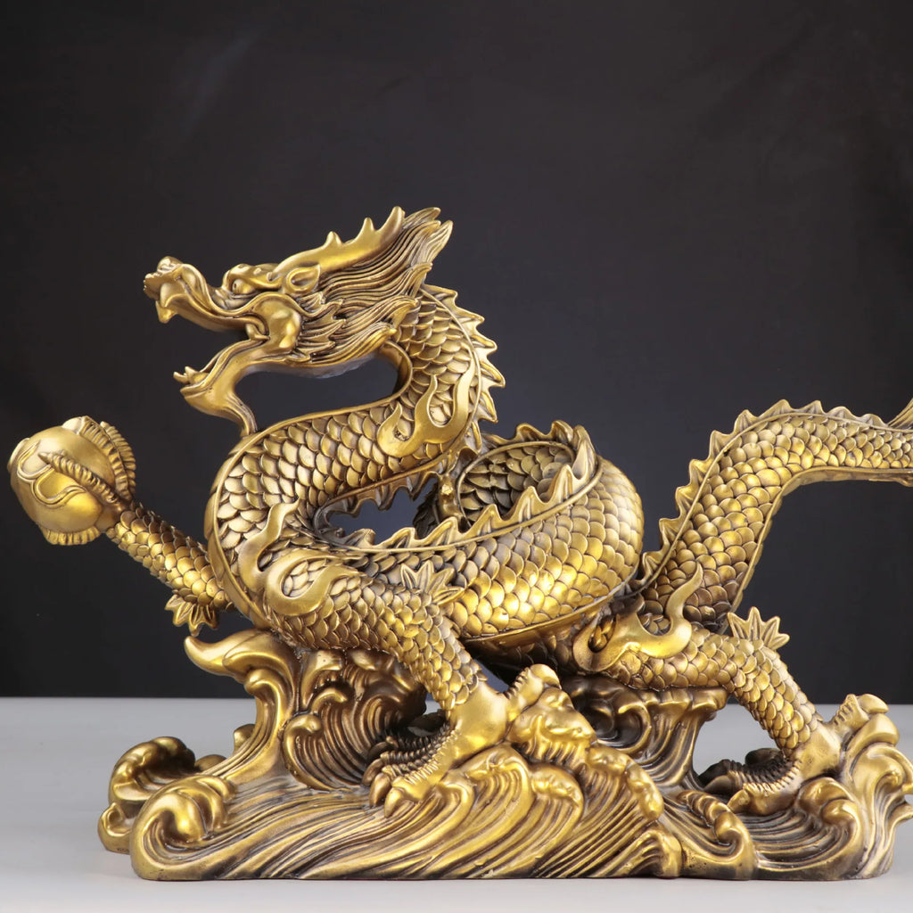 High Grade Pure Copper Dragon Ornaments Lucky Wealth Figurine Ornaments Gift for Home Office Home Crafts Decorations