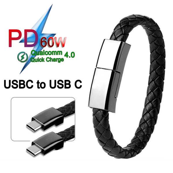 PD60W USB C to USB C Bracelet Cable Type C Data Charging Cord USB C to Mirco USB,USB C to iPhone