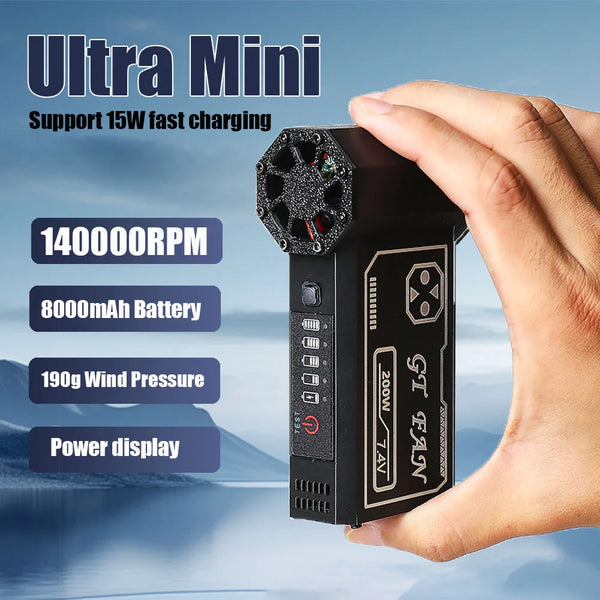 Mini Cordless Air Blower 140000RPM Powerful Turbofan Jetdry High Speed Duct Fan 8000mAh Turbo Violent Fan Booster with Power Display