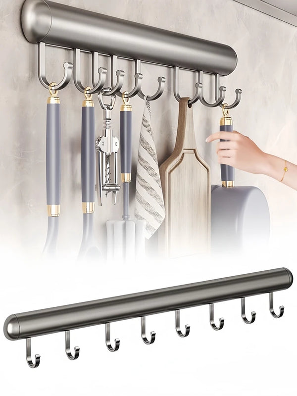 30-50cm Aluminum Alloy Wall Mounted Kitchen Bathroom Hook Rack Storage Utensil Rack Adjustable Hook