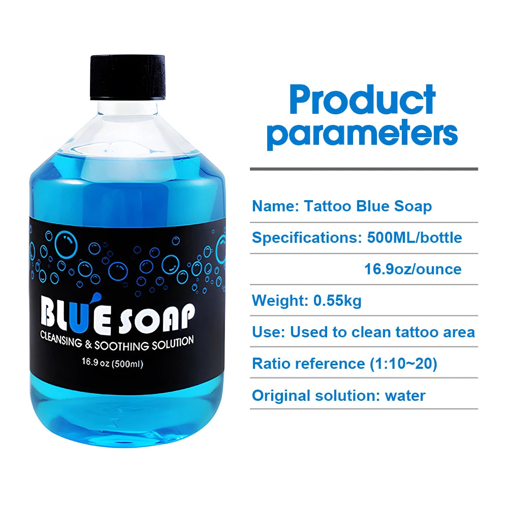 500ml Tattoo Blue Soap Concentrating Tattoo Cleaning Soothing Soap Aftercare Solution Liquid Avoiding Skin Irritation Supply Care