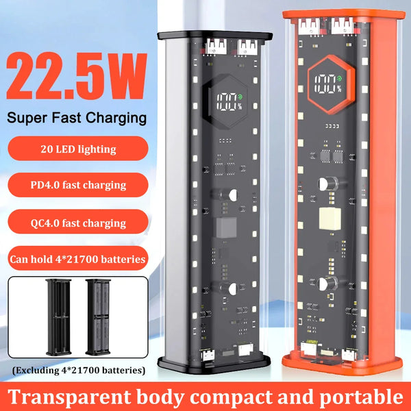 21700 Power Bank Case Battery Holder Dual USB Type C Charge DIY Shell for iPhone Xiaomi Samsung 21700 Battery Case Storage Box