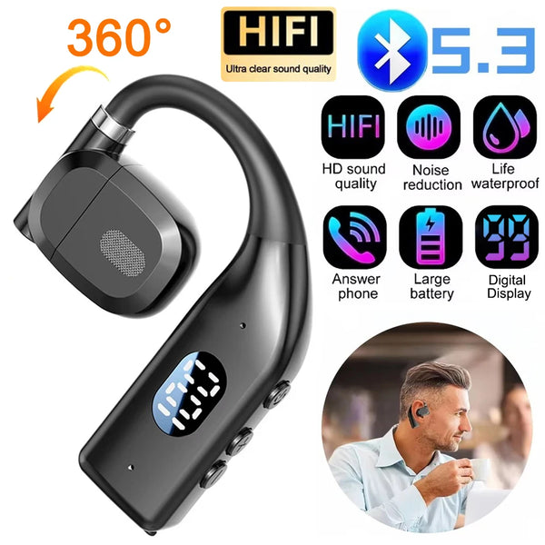 Wireless Bluetooth 5.3 Headphones With LED Display Earphones With Mic Handsfree Noise Canceling Headset