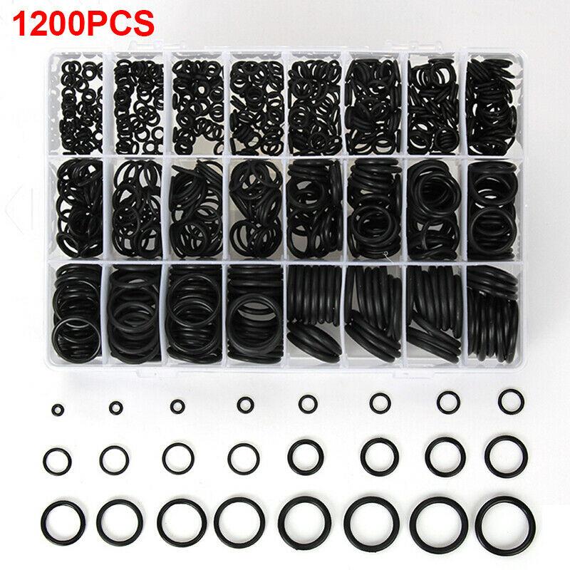 1200PCS 24 Different Sizes O Ring Seal Ring Kit Rubber Thickness 1/1.5mm Nitrile Rubber O-Ring Gasket Sealing Ring Waterproof O Ring Rubber