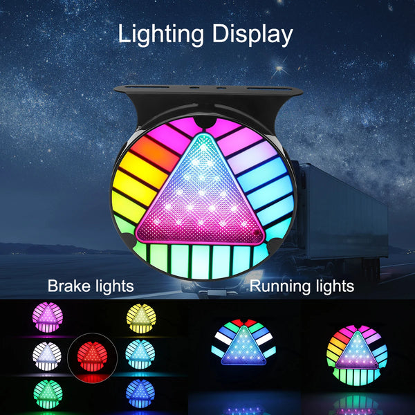 Dynamic RGB Color Brake Lights Demon Eye Triangle Rear Lamp 12V 24V for Car Motorcycle Truck Warning Light Flowing Tail Light