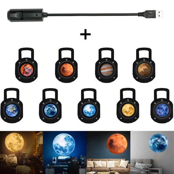 USB planet projection lamp with 9 replacement planet projection, ceiling decoration, bedroom living room room night light