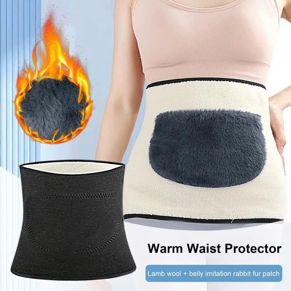 Waist Warmer Thermal Fleece Lining Abdomen Back Warmer Belt Belly Wrap Lower Back Support Waistband For Winter Sports