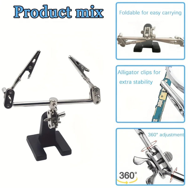 Welding Aid Clamp Magnifier Workbench — 5x high-definition glass lenses + universal swivel alligator clip + sturdy cast-iron base