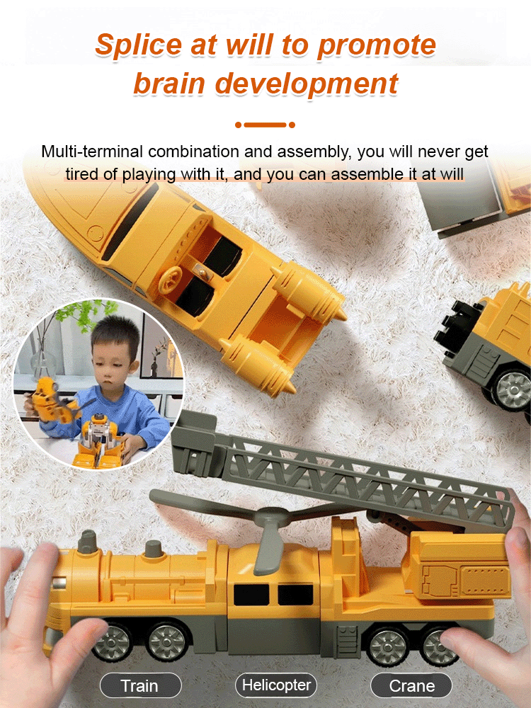 26/35Pcs Set Magnetic Deformation Robot Engineering Car Excavator Mixer Truck Multi-functional Combination Transform Robot Toy