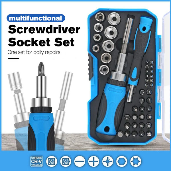 44 IN 1 Precision Ratchet Bit Screwdriver set Flat Cross Plum Blossom Six Purpose Ratchet Screwdriver, Household Small Multifunctional Screwdriver Set