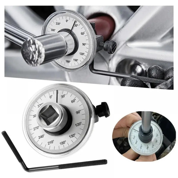 1/2-inch Torque Angle Gauge | Precision Graduated Protractor | Chromium-Vanadium Steel Construction | Suitable for Torque Wrenches/Ratchet Wrenches | Automotive Repair, Equipment Maintenance, Appliance Repair Tool