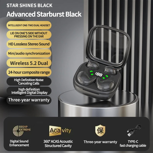 2Pairs of Headphones Bluetooth 5.3 Mini Earbuds Wireless Sleep Earphones HiFi Stereo Noise Reduction Headsets for iPhone Andriod