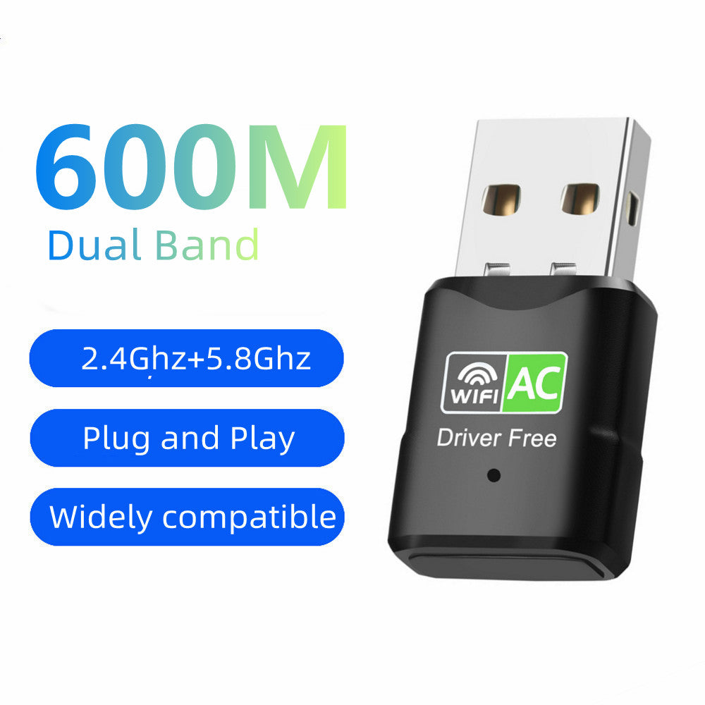 600Mbps USB WiFi Adapter 2.4Ghz 5.8Ghz Dual Band Wireless External Receiver WiFi for PC Laptop Desktop