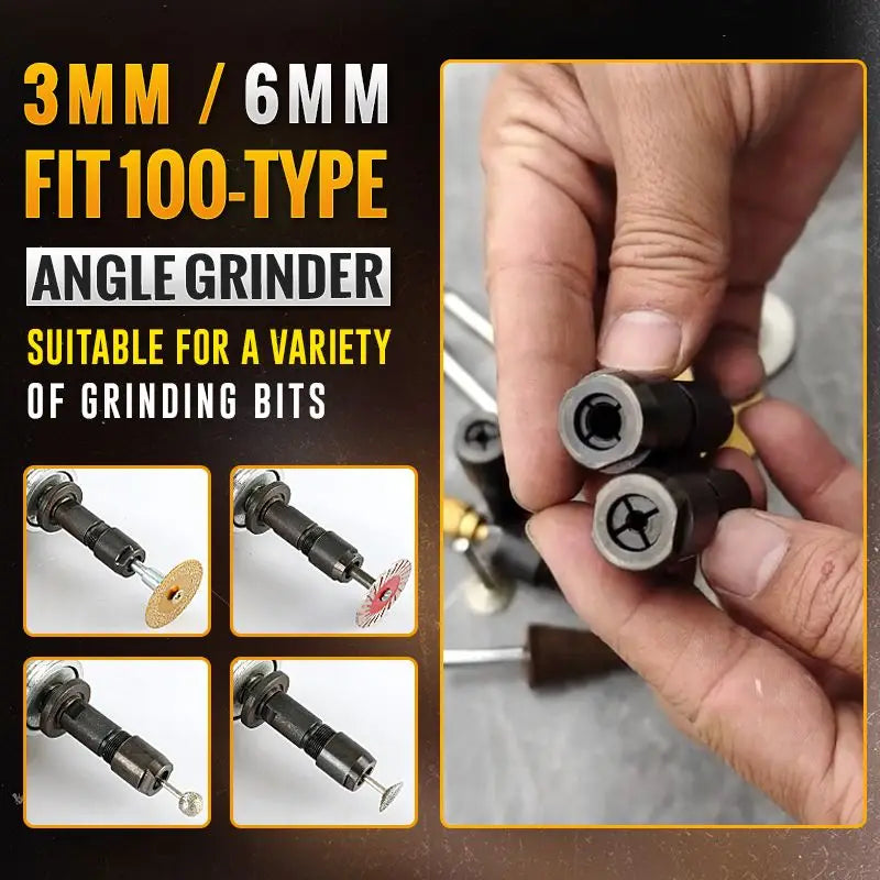 2Pcs 6mm+3mm Angle Grinder Modified Adapter to Straight Grinder Chuck For 100-type Angle Grinder M10 Thread grinding,polishing,cutting