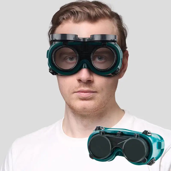 Dual-flip UV Rays Fold-up Welding Goggles Large View Screen Electric Welding Protective Glasses for Arc Welding Grinding Cutting