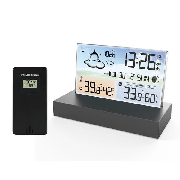 Transparent Glass Color Screen Clock Thermometer Hygrometer Digital Temperature Humidity Monitor Weather Station