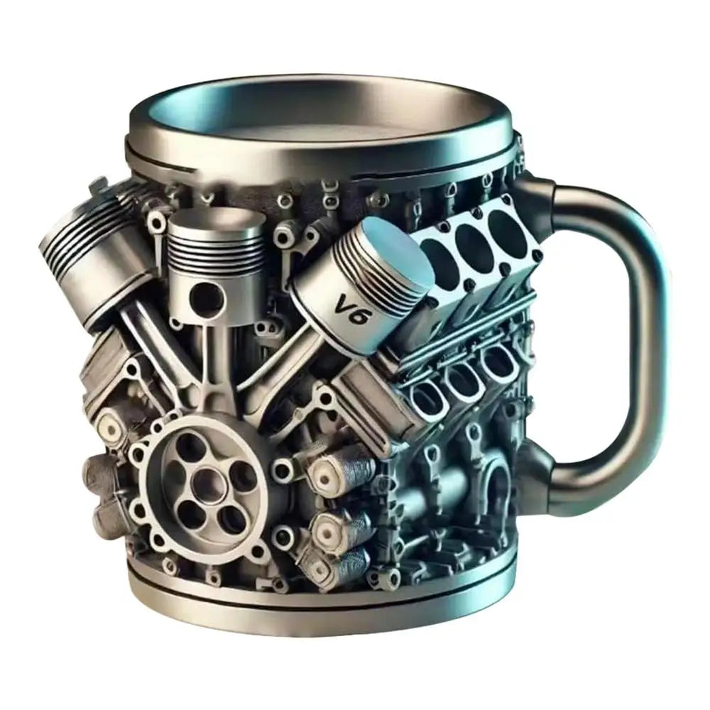 3D Creative Car Engine Mugs Resin Coffee Mug V6/V8 Engines Handmade Coffee Cup Unique Large Capacity Tea Coffee Water Beer Mug