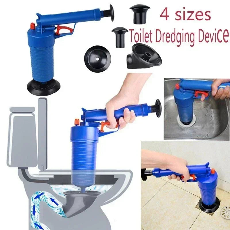 Pump Action Power Pressure Pipe Clogged Remover with 4 Sized Suckers Pipe Dredge Tool Drain Cleaner Pump for Kitchen Bathroom Dredge Pipe
