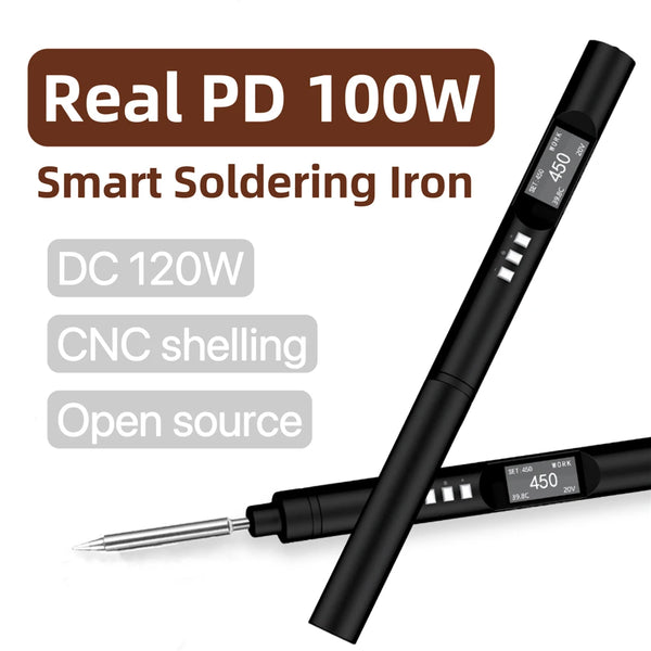 100W Smart Soldering Iron Adjustable Temperature LCD Display PD3.0 Open Source Compatible with TS100 TS101/Pine64 Pinecil V2 V3/soldering iron