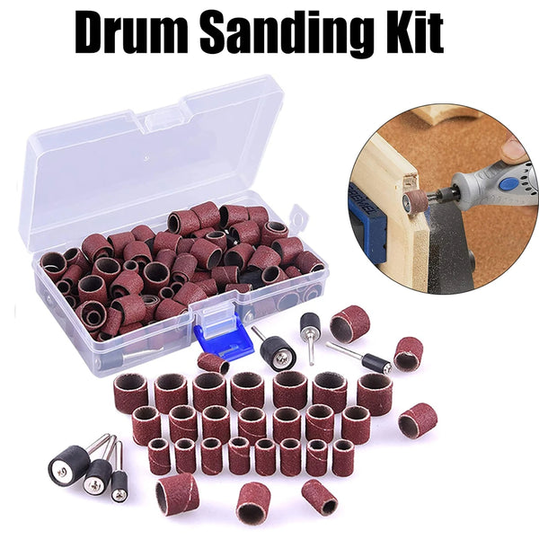 132/192Pcs Sanding Drums Kit Sanding Band 1/2 1/4 Inch Sand Mandrels 80/120/240 Grit Fit for Dremel Nail Drill Rotary Abrasive Tools