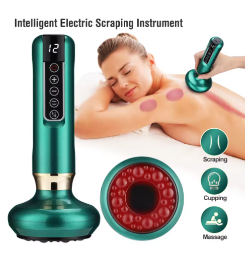 Portable Wireless Intelligent Scraping & Cupping Infrared Heating Therapy One-Key Pressure Relief 12 Adjustable Suction Levels Effective Pain Relief