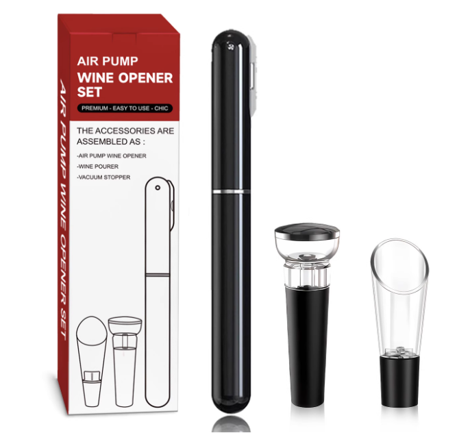 Portable Handheld Air Pressure Corkscrew Set Easy-Open Air Pump Wine Opener