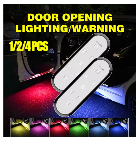 1/2/4Pcs Inductive Atmosphere Welcome Light Car Warning Door Light LED Anti-collision Door Burst Flashing Light