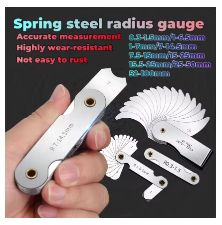 Stainless steel R Gauge Complete set Rounding measuring instrument High-precision radius gauge R angle radian fillet measuring