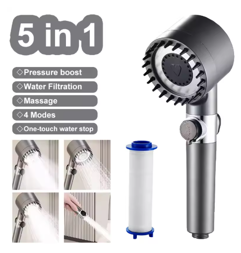 New Pressurized Shower With 6Pcs Filter 4 Modes Adjustable Water Saving Shower High Pressure Showerhead  Bathroom Massage Shower