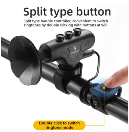 Bike Horn Electric Loud 120dB Bicycle Bell Warning Bike Horns Alarm for Handlebars 300mAh Battery Operated IPX4 Waterproof