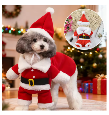 Christmas Pet Costume For Small Dogs Cats Funny Santa Claus Cosplay Dog Jumpsuit For Party Cute Pets Clothes Chihuahua Pug Coat