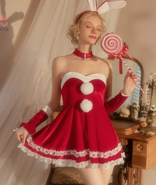 Christmas Dress Cosplay Rabbit Set Sexy Women's Uniform Girl Role-playing New Year Kawaii Maid Suit Set Anime Costumes