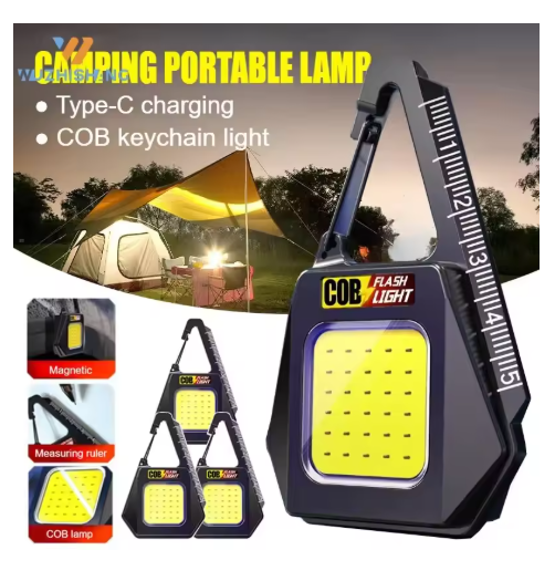 3Pcs 50Watts Mini KeychainMagnetic COB Work Light Type-C Rechargeable Flashlight Multi-functional Light Mini Camping Lantern