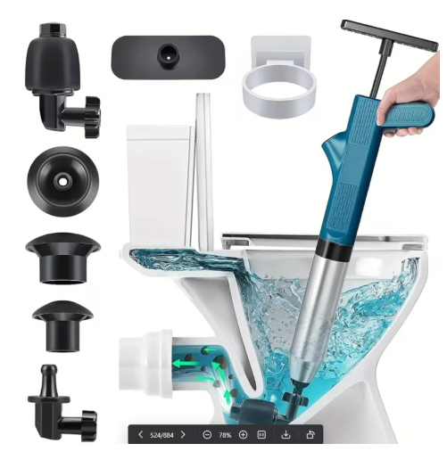 High Pressure Air Plunger Drain Blaster Gun Drain Clog Remover Tool for Sink Bathroom Kitchen Pipe Floor Drain