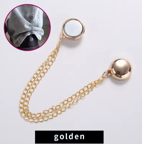 4Pcs Multi-Function Magnetic Clothing Clip with Chain Metal Buttons Clip Clothes Scarf Trouser Legs Cuff Fixing Magnet Pin Decor