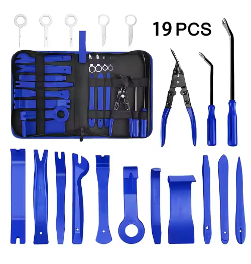 19Pcs Car Trim Removal Tool Set Clip Pliers Fastener Remover Stereo Removal Hand-held Disassembly Tools